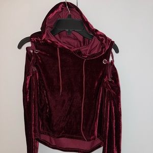 Velvet cropped hoodie